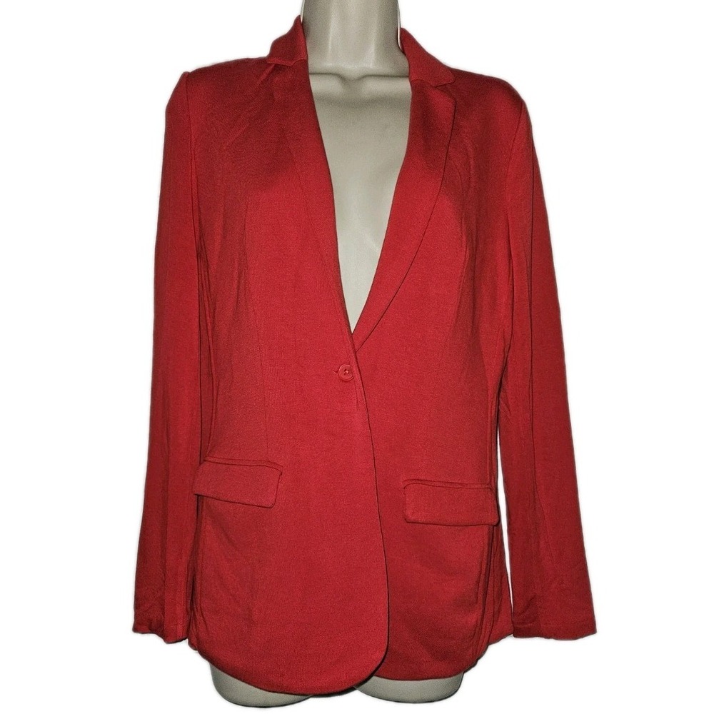 Magaschoni Long Sleeve Red Knit Blazer Jacket Stretchy Women's‎ Size S NWT